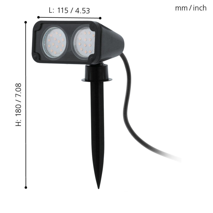 Eglo 75315 - LED Välivalgusti NEMA 2xGU10/2,8W/230V 3000K IP44