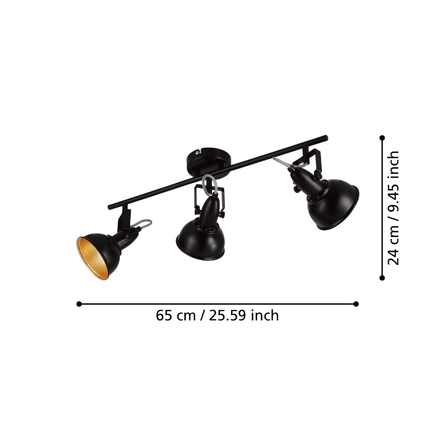 Eglo 75513 - Suunatav laevalgusti THORNTON 3xE14/28W/230V must/kuldne