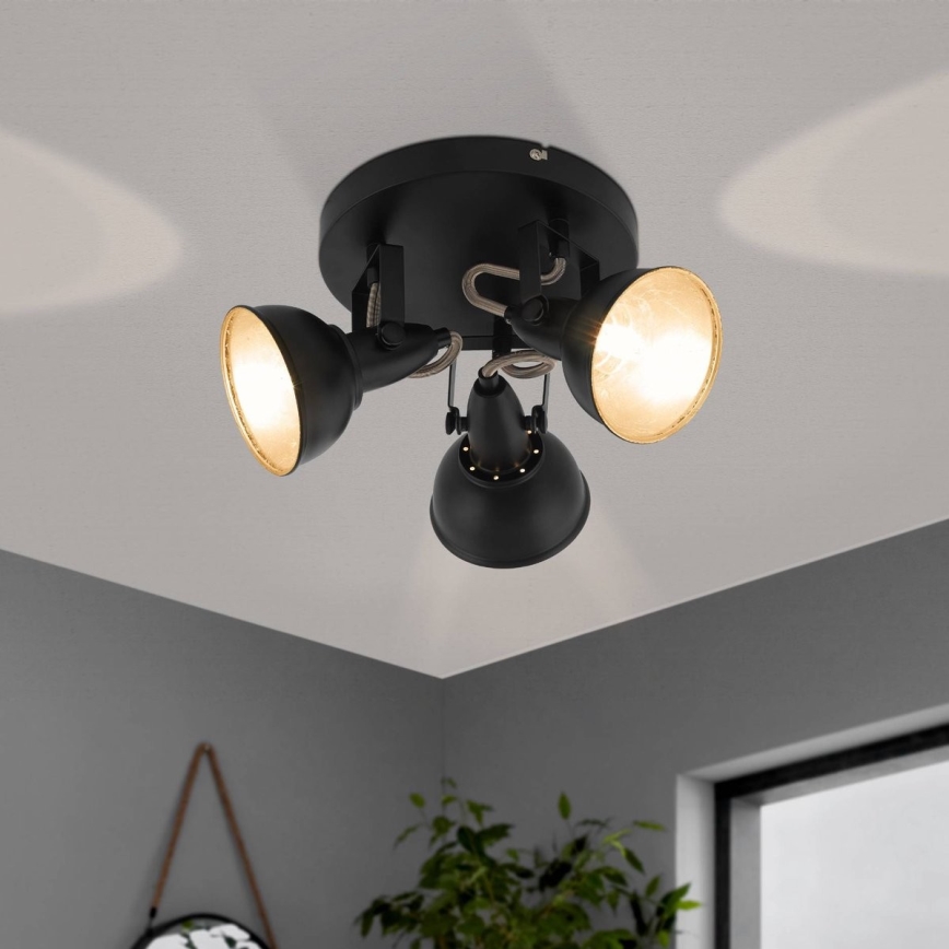 Eglo 75514 - spottvalgusti THORNTON 3xE14/28W/230V must/kuldne
