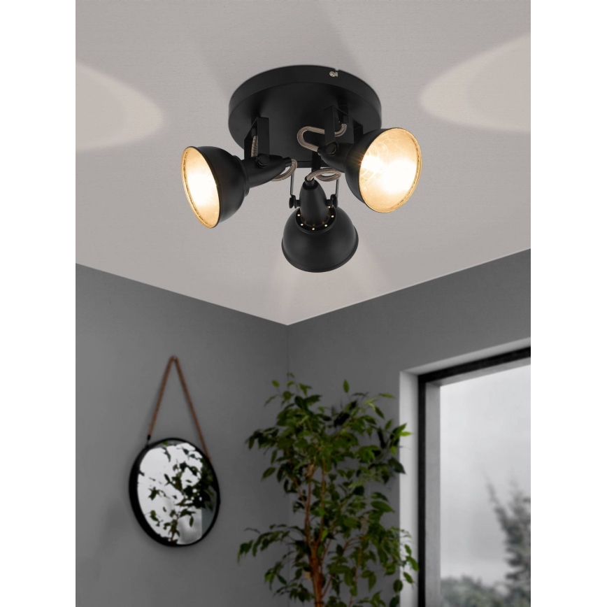 Eglo 75514 - spottvalgusti THORNTON 3xE14/28W/230V must/kuldne