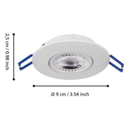 Eglo 75763 - KOMPLEKT 3x LED Süvistatav valgusti ZUJAR LED/3,4W/230V valge