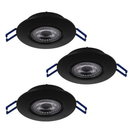 Eglo 75765 - KOMPLEKT 3x LED Süvistatav valgusti ZUJAR LED/3,4W/230V must