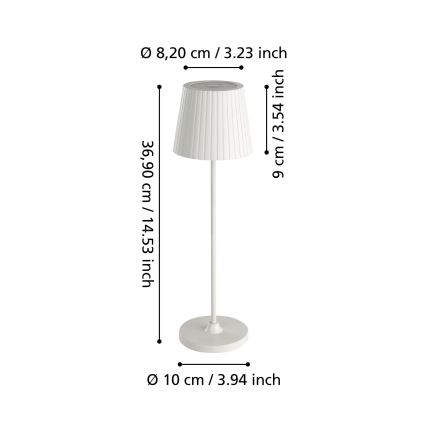 Eglo - hämardatav, välistingimustes kasutatav laetav laualamp LED/3,8W/5V 2400/3000/4000K 2000 mAh IP44 valge