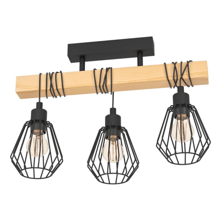 Eglo 780168 - Pinnapealne lühter TABODI 3xE27/40W/230V männipuit/must