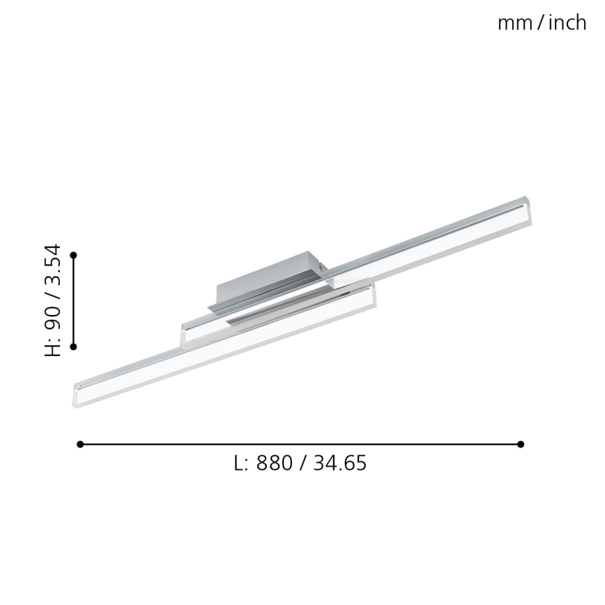 Eglo 780433 - LED Laevalgusti vannituppa YANGUAS 2xLED/11W/230V 3000K IP44 matt kroom
