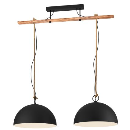 Eglo 78444 - Lühter HODSOLL 2xE27/40W/230V must/pruun