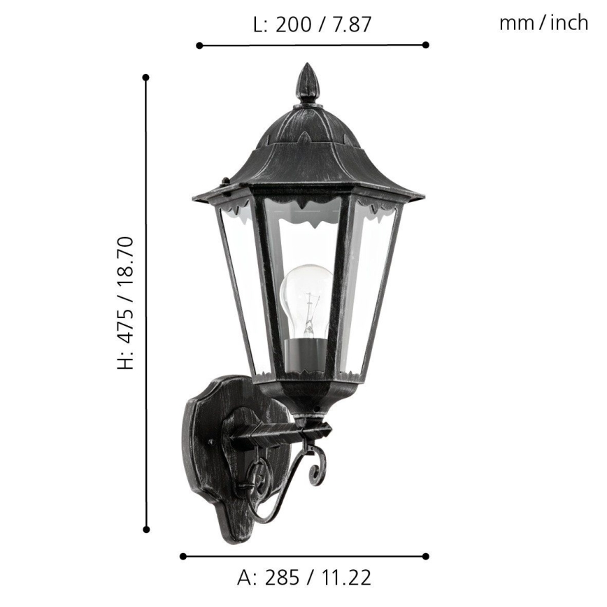 Eglo 79267 - Väli seinavalgusti NAVEDO 1xE27/60W/230V IP44