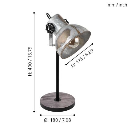 Eglo 79365 - Laualamp BARNSTAPLE 1xE27/40W/230V