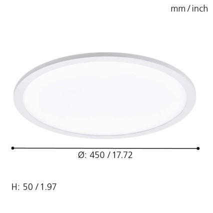 Eglo 79469 - LED Hämardatav laevalgusti POZZALLO LED/21W/230V 2700-6500K valge + kaugjuhtimispult