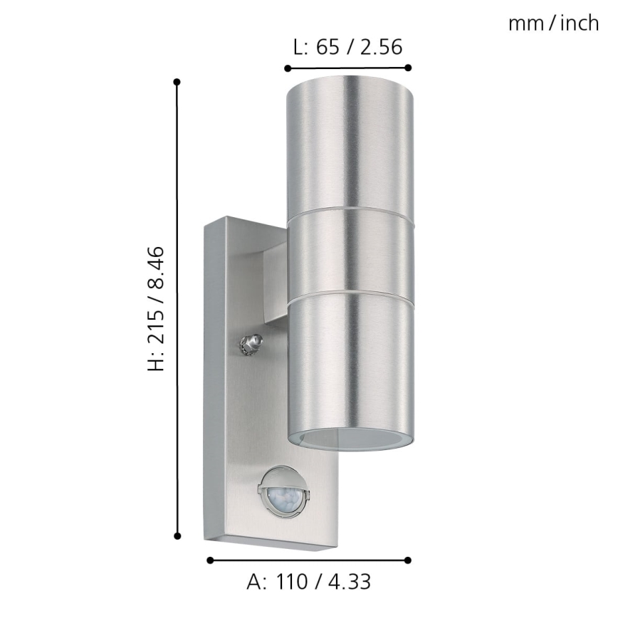 Eglo 79594- LED Väli seinavalgusti koos anduriga ARAPONGAS 2xGU10/2,8W/230V IP44 matt kroom