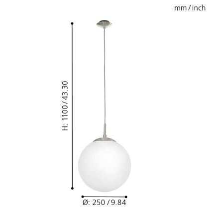 EGLO - Lühter 1xE27/60W/230V d. 25 cm valge