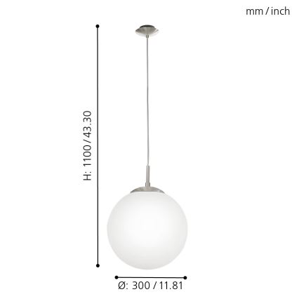 EGLO - Lühter 1xE27/60W/230V d. 30 cm valge