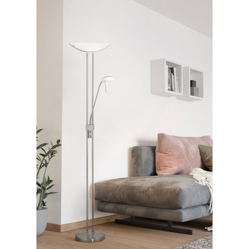 EGLO - Hämardatav põrandalamp BAYA 1xR7s/230W+1xG9/33W matt kroom