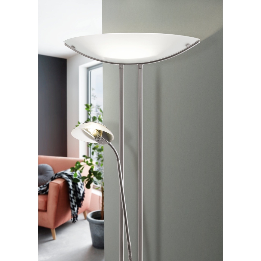 EGLO - Hämardatav põrandalamp BAYA 1xR7s/230W+1xG9/33W matt kroom