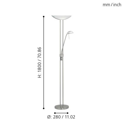 EGLO - Hämardatav põrandalamp BAYA 1xR7s/230W+1xG9/33W matt kroom