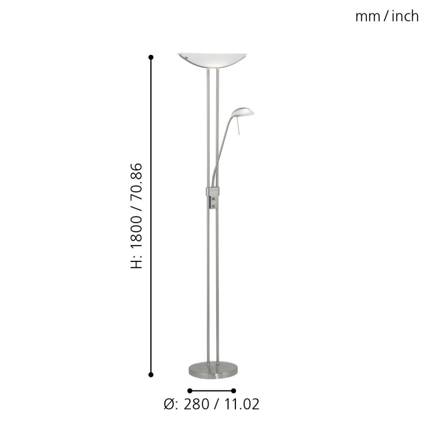 EGLO - Hämardatav põrandalamp BAYA 1xR7s/230W+1xG9/33W matt kroom
