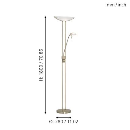 EGLO - Hämardatav põrandalamp BAYA 1xR7s/230W + 1xG9/33W pronks