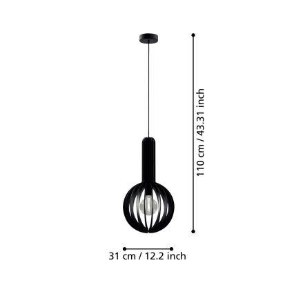 Eglo - Lühter 1xE27/40W/230V d. 31 cm must