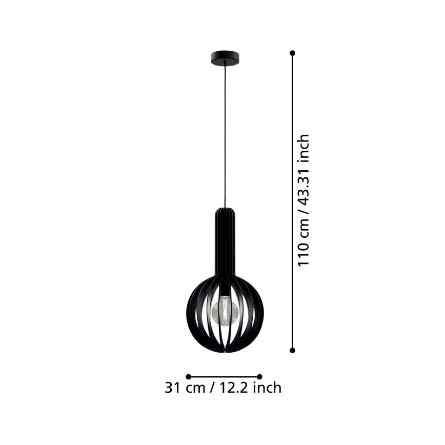 Eglo - Lühter 1xE27/40W/230V d. 31 cm must