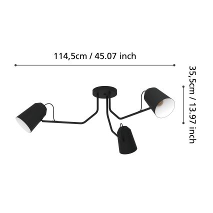 Eglo - Pinnale kinnitatav lühter 3xE27/25W/230V