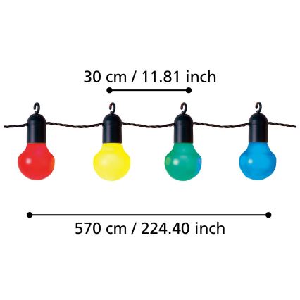 Eglo - LED Väli dekoratiivne kett 20xLED/0,064W/31V IP44