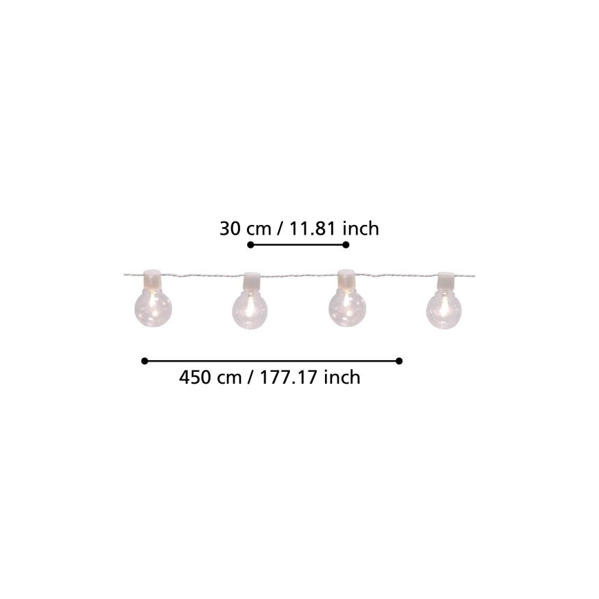 Eglo - LED Väli dekoratiivne valguskett 16xLED/0,064W/24V IP44 valge