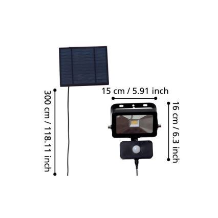Eglo - LED päikesereflektor liikumisanduriga 15xLED/0,03W/3,7V 2600 mAh IP44