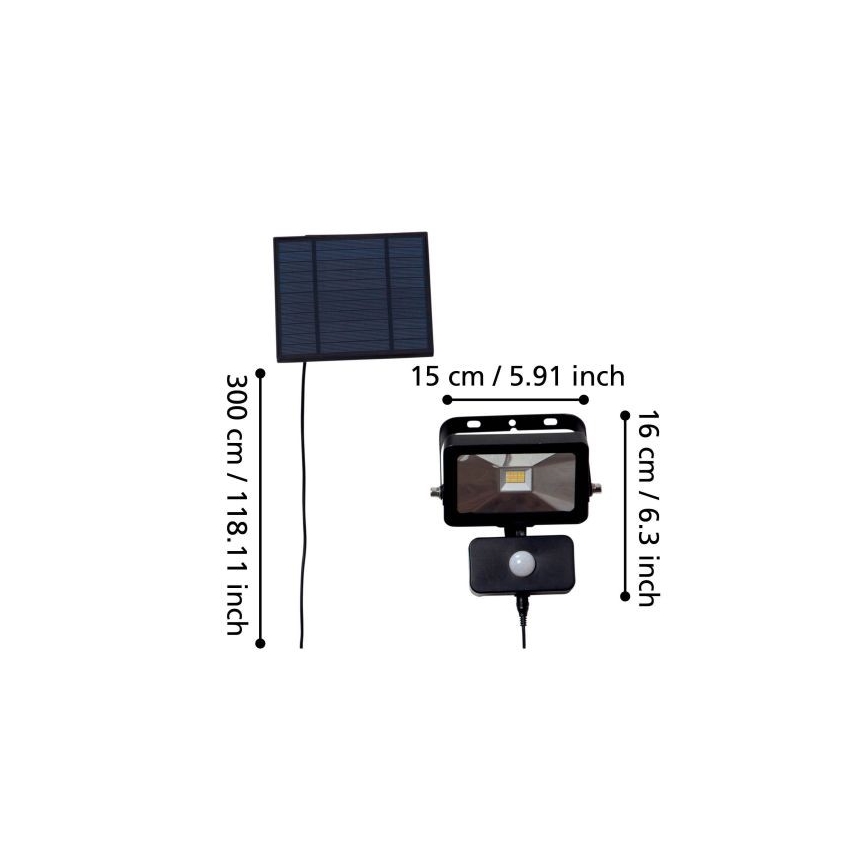Eglo - LED Päikesepaneeliga prožektor koos anduriga 15xLED/0,03W/3,7V 2600 mAh IP44