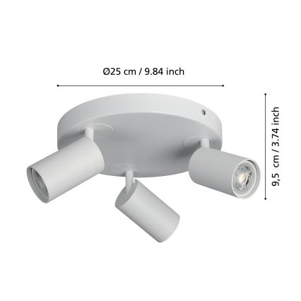 Eglo - LED RGBW Hämardatav kohtvalgusti 3xGU10/4,9W/230V valge