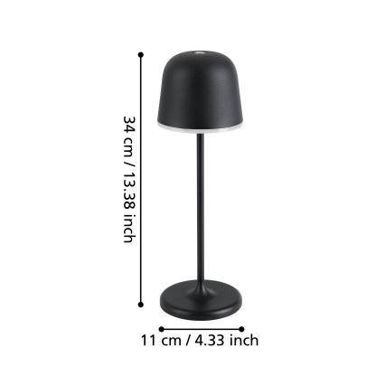 Eglo - LED Hämardatav väli laetav lamp LED/2,2W/5V 1800 mAh must IP54