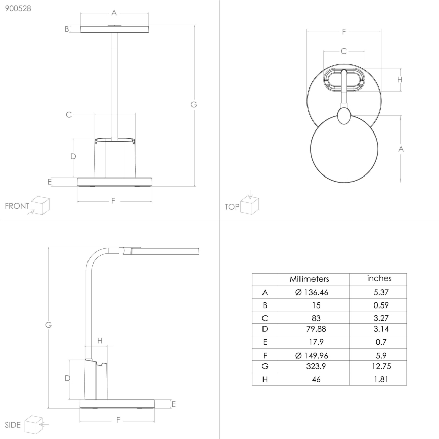 Eglo - LED Hämardatav laualamp LED/2,1W/5V 1500 mAh 3000-6500K must