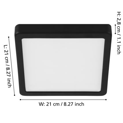 Eglo - hämardatav LED-laelamp LED/17W/230V must 21x21 cm