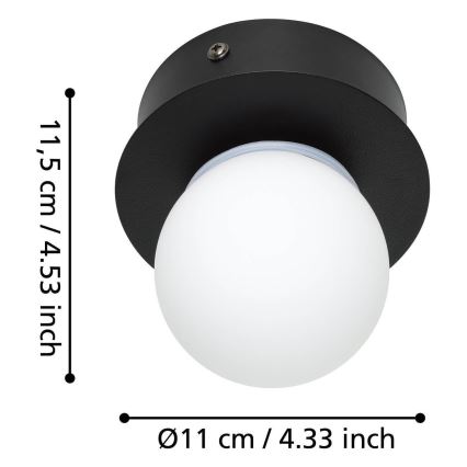 Eglo - LED Laevalgusti vannituppa LED/3,3W/230V IP44 must