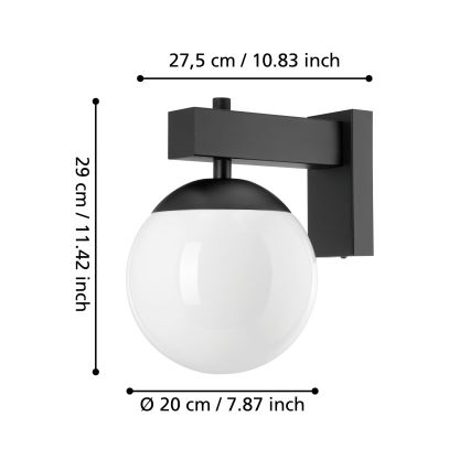 Eglo - Väli seinavalgusti 1xE27/40W/230V must IP44