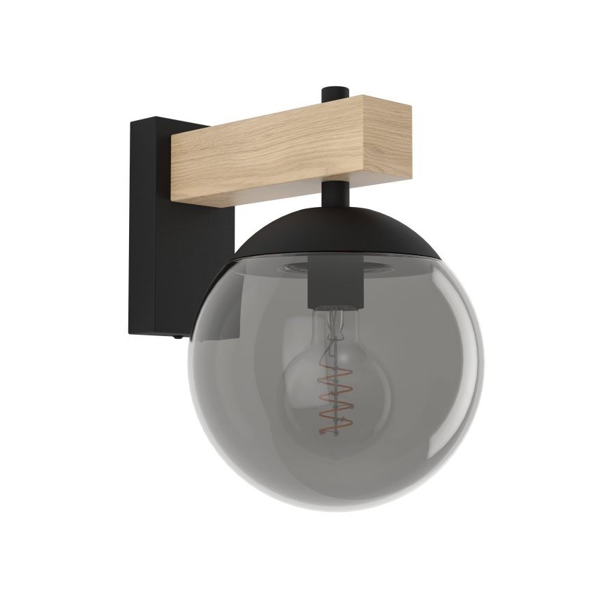 Eglo - Väli seinavalgusti 1xE27/40W/230V must/puit IP44