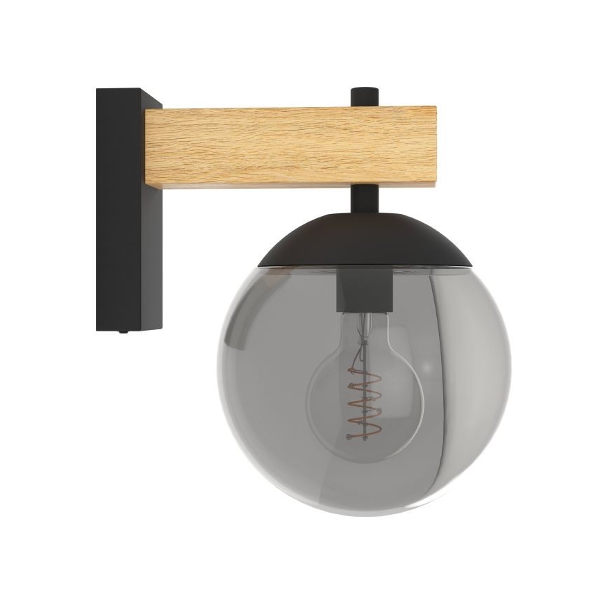 Eglo - Väli seinavalgusti 1xE27/40W/230V must/puit IP44