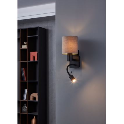 Eglo - LED Paindlik lamp 1xE27/40W/230V + LED/3,8W pruun