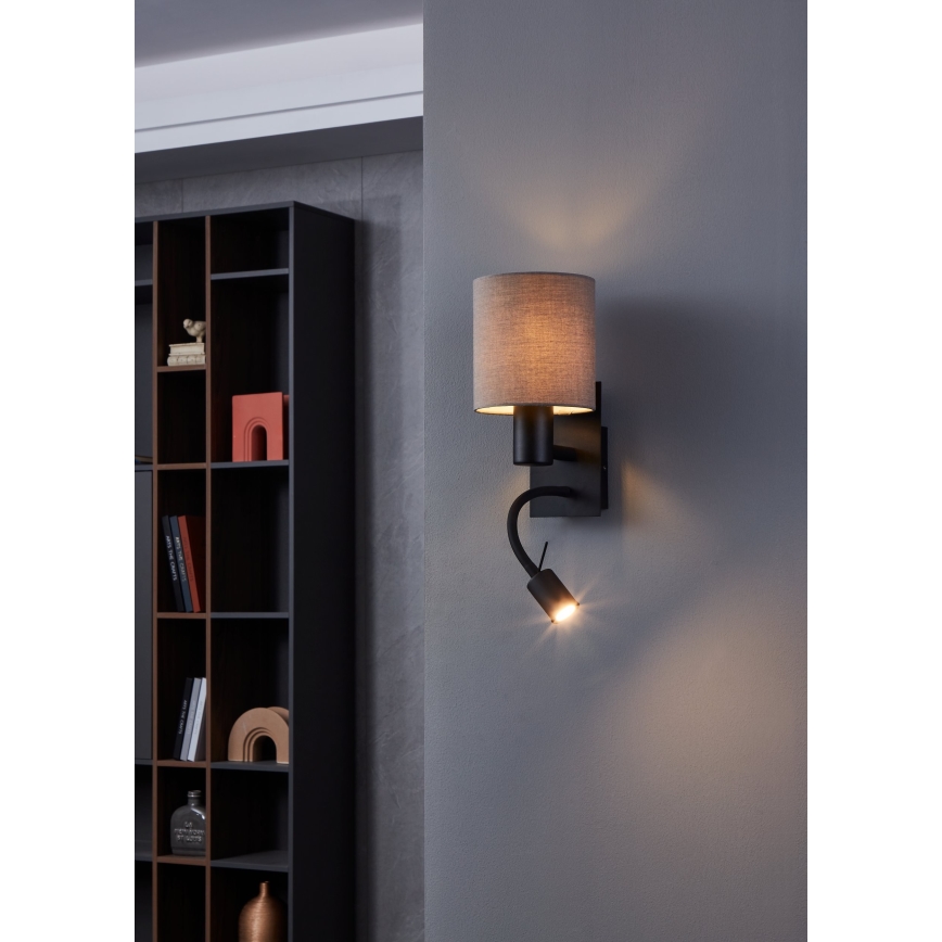 Eglo - LED Paindlik lamp 1xE27/40W/230V + LED/3,8W pruun