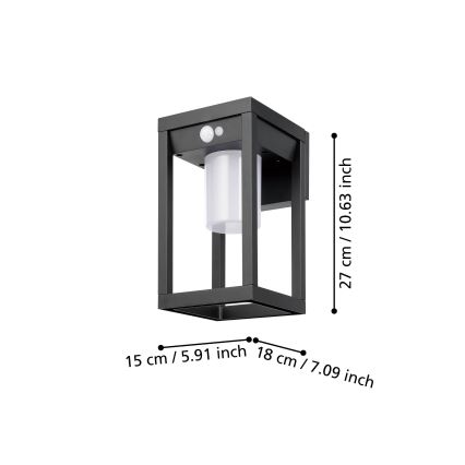 Eglo - LED päikeseenergia seinavalgusti anduriga LED/3,7W/3,7V 2000 mAh IP44