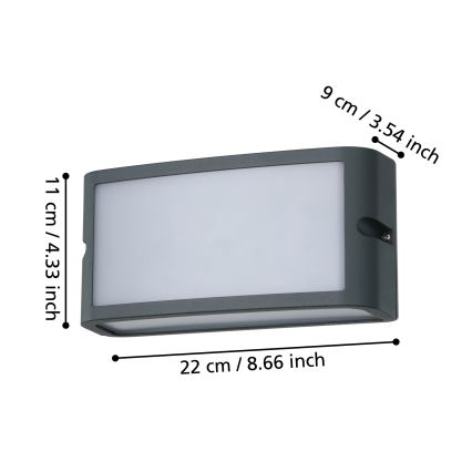 Eglo - LED Väli seinavalgusti LED/10,5W/230V antratsiit IP54