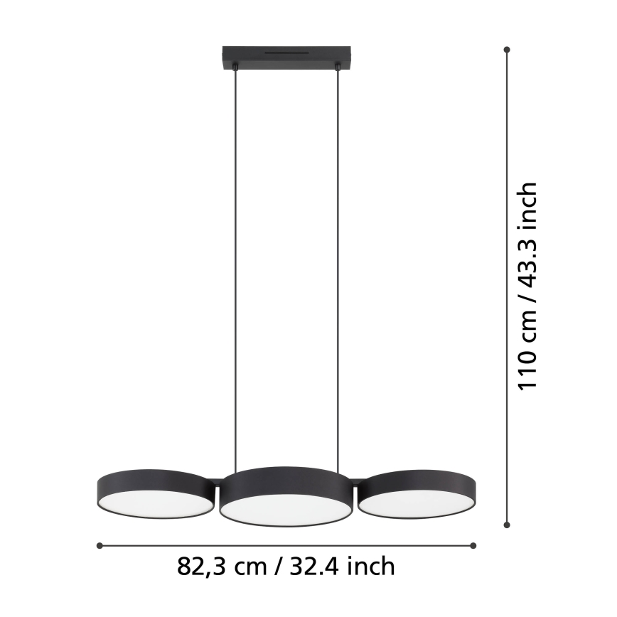 Eglo - LED RGBW Hämardatav lühter 3xLED/7,5W/230V 2700-6500K must