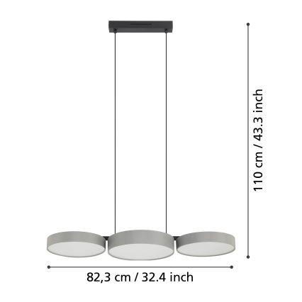 Eglo - LED RGBW Hämardatav lühter 3xLED/7,5W/230V 2700-6500K hall