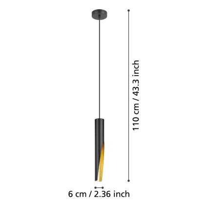 Eglo - LED Lühter 1xGU10/4,5W/230V must/kuldne