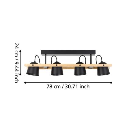 Eglo - LED RGBW Hämardatav pinnale kinnitatav lühter 4xLED/3,7W/230V 2700-6500K