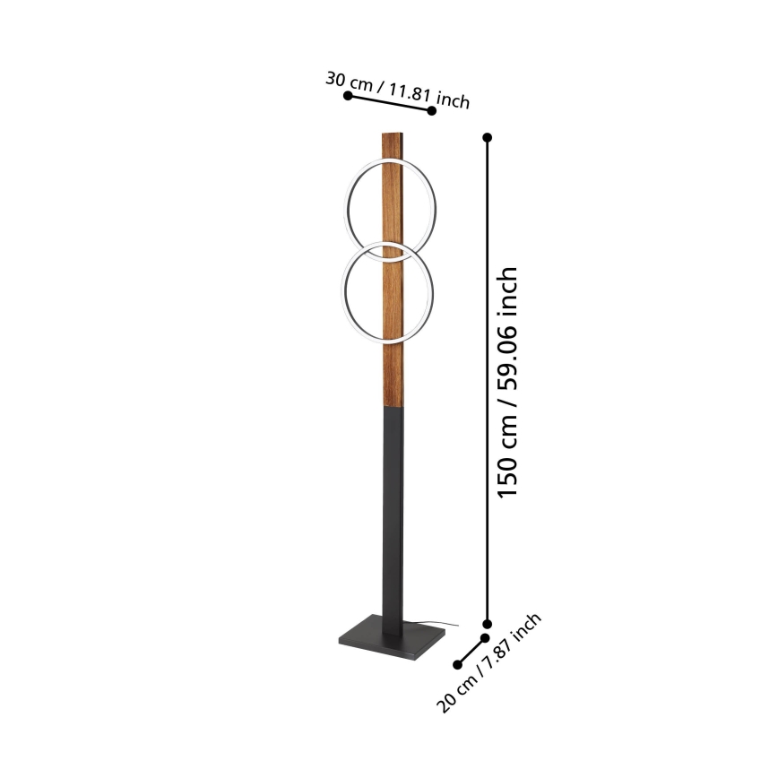 Eglo - LED Põrandalamp 2xLED/12W/230V 3000K pruun/must