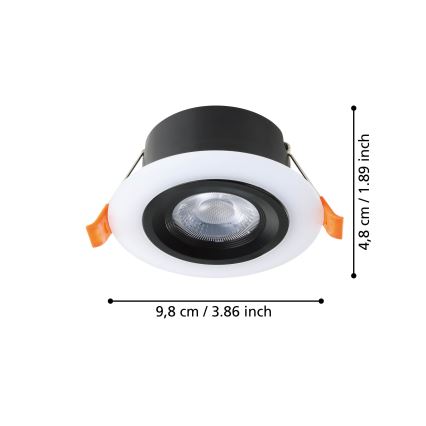 Eglo - KOMPLEKT 3x LED Süvistatav valgusti 3xLED/4,8W/230V must