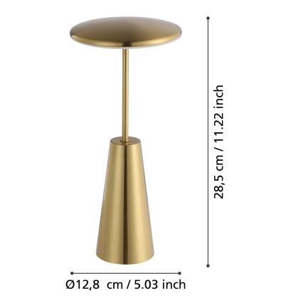 Eglo - LED Hämardatav puutetundlik väli lamp LED/2,8W/5V 2400K/3000K/4000K 5200 mAh IP54 kuldne