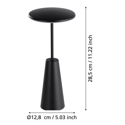 Eglo - LED Hämardatav puutetundlik väli lamp LED/2,8W/5V 2400K/3000K/4000K 5200 mAh IP54 must