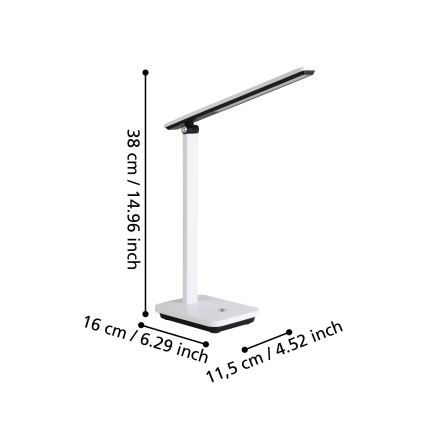 Eglo - LED Hämardatav laetav laualamp LED/3,6W/5V 1800mAh valge