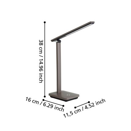 Eglo - LED Hämardatav laetav laualamp LED/3,6W/5V 1800mAh pruun